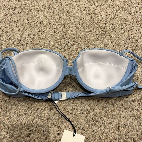 NWT Onia Dalia Bikini Top Sz XL Ribbed Airy Blue Summer Vacation Beach Underwire - Picture 4 of 5